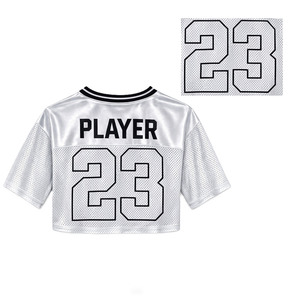 Camiseta Deportiva Metálica Plateada al Por Mayor, Personalizable, Transpirable, para Mujer, Estilo Hip Hop, Uniforme de Equipo, Talla Grande - Product Image 5
