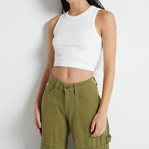 Top Corto Casual de Alta Calidad para Mujer 2026, Nuevo Top Corto sin Mangas con Textura Acanalada, Color Sólido, para Verano - Product Image 1