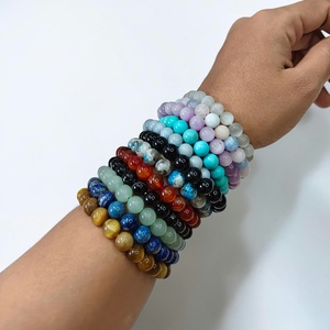 Bracelets en pierres naturelles perlées, élastiques, avec boules de pierres précieuses, taille personnalisable, unisexe, cadeau, anniversaire, à porter - Product Image 1