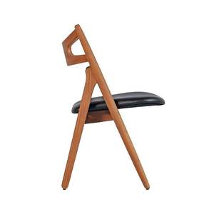 เก้าอี้ทานอาหารไม้สักคุณภาพสูง พร้อมที่วางแขน เบาะหนังถักและเบาะรองนั่ง สำหรับเฟอร์นิเจอร์ร้านกาแฟและร้านอาหาร - Product Image 4