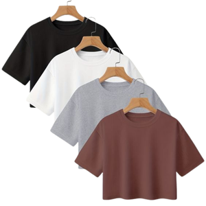 Hauts en coton pour femmes, coupe classique, doux, respirant, style décontracté, streetwear, tricoté, imprimé, broderie, logo personnalisé, OEM - Product Image 2