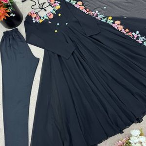 ชุดเดรสผ้าตาข่ายปักลายดอกไม้สีดำสไตล์ปากีสถาน พร้อมผ้าคลุมยาว สำหรับงานแต่งงานและงานปาร์ตี้สำหรับผู้หญิง - Product Image 5