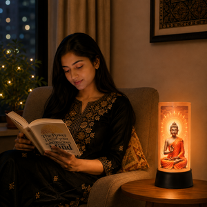 Buddha LED <b>Table</b> <b>Lamp</b> Spiritual Meditation Night Light USB Powered Warm Glow Buddhist Bedside Decor Pooja Room Home Office Gift - Product Image 3