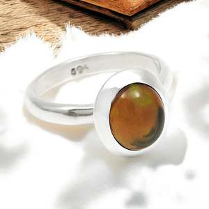 Brilliant Oval Cut Black <b>Opal</b> Gemstone <b>Ring</b> Made From 925 Sterling <b>Silver</b> Handcrafted Cocktail Style Trendy Bohemian Jewelry - Product Image 1