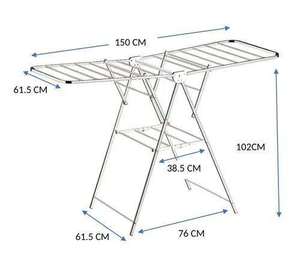 Séchoir à linge carré à double niveau en acier inoxydable chromé, support portable compact pour buanderie - Product Image 1