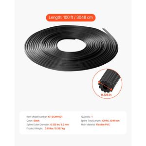 Spline in PVC per Zanzariere Moderne, 100 ft x 0,125, Spline Cavo Dentellato per Zanzariere e Porte, Ricambio - Product Image 6