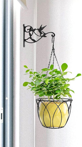 Panier suspendu pour pots de fleurs avec cadre ajouré incurvé, chaîne et crochet, support de plantes pour intérieur, extérieur, balcon, jardin - Product Image 2