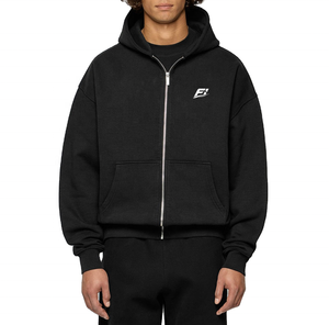 Men's Oversized Full Zip Hooded Sweatshirt Cotton Fleece Casual Streetwear Blank Hoodies Custom Embroidery Bulk Supplier USA - Product Image 2