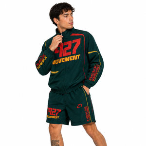 Ensemble de survêtement personnalisé avec logo brodé de haute qualité, short, coupe-vent, ensemble léger en nylon patchwork, sweats à capuche d'été - Product Image 4
