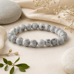 Natural Howlite 8mm Round Gemstone <b>Stretch</b> <b>Bracelet</b> Crystal Beaded <b>Bracelet</b> Wholesale Supply - Product Image 5