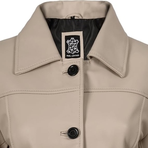 Abrigo Largo de Cuero Genuino Premium para Mujer, Elegante Gabardina Larga, Ropa Personalizada al por Mayor - Product Image 5
