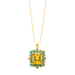 Pendentif en argent sterling 92,5 avec citrine et émail, cadeau exquis pour elle, style hippie - Product Image 3