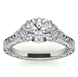Bague en moissanite taille ronde en argent sterling 925 plaqué or blanc, solitaire de luxe pour fiançailles, mariage, promesse ou mariée - Product Image 1