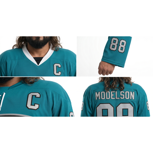 Camiseta de hockey sobre hielo personalizada para hombre, 100% poliéster, malla gruesa, uniforme de equipo extragrande, transpirable, con cuello con cordones - Product Image 4