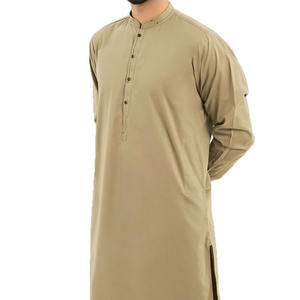 High Quality Summer Clothing Daily Wear <b>Shalwar</b> <b>Kameez</b> Sets Stand Collar Quarter Button Closure 2 Piece Suits For <b>Men</b> - Product Image 3