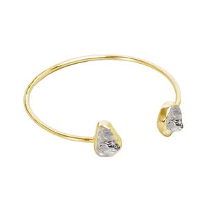 Bracelet en diamant brut Herkimer naturel |   Bracelet manchette ajustable en argent 925, empilable, bijoux pour femmes - Product Image 1