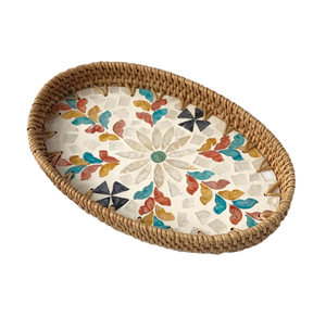 Bandeja de servir de nácar, ovalada y redonda, 2 tamaños diferentes, artesanía de alta calidad, bandeja de servir de nácar - Product Image 3