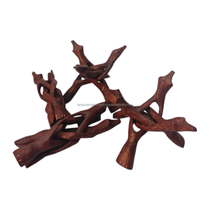 Support de présentation en bois emboîtable de style bohème pour décoration de Noël, 8 pouces, pour grappes de cristaux de guérison et géodes rouge brunâtre - Product Image 3
