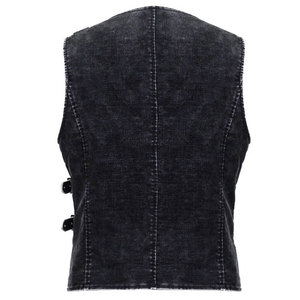 Gilet da Uomo in <span class=keywords><strong>Ecopelle</strong></span> con Design Asimmetrico e Accenti Gotici, Dettagli con Lacci e Fibbie Argentate, Personalizzabile all'Ingrosso - Product Image 4