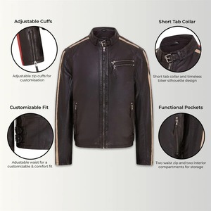 Blouson de motard en cuir de luxe pour homme, manteau de motard haut de gamme en cuir véritable, service d'échantillons OEM ODM disponible - Product Image 3