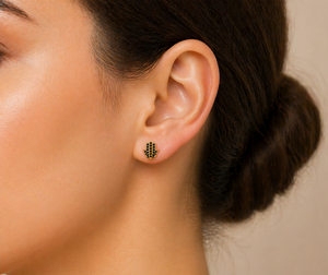 Gold Color Hamsa Hand <b>Stud</b> <b>Earrings</b> <b>Black</b> Zircon Pave 925 Sterling Silver Ear Jewelry for Women Gift - Product Image 3