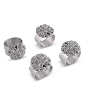 Anneaux de serviette en alliage de zinc en forme de fleur, design vintage, décoration de table durable, largeur 4,5 cm, occasion de mariage - Product Image 1