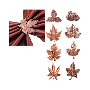 Anneaux de serviette en fonte en forme de feuille d'érable |   Lot de 12 porte-serviettes réutilisables en forme de citrouille pour la décoration de table d'automne, les mariages, les dîners et les réunions de famille - Product Image 1