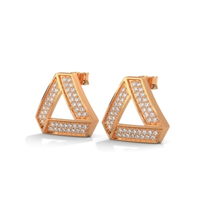 Pendientes de Diamantes Triangulares en Tono Oro Rosa, Pendientes Geométricos para Mujer, Joyería para Fiestas - Product Image 2