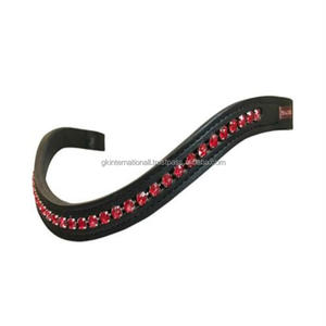 Cadena de diamantes de colores redondos personalizados, mega Bling incrustaciones, canal vacío, forma de onda, banda acolchada de cuero para cejas de caballo - Product Image 2