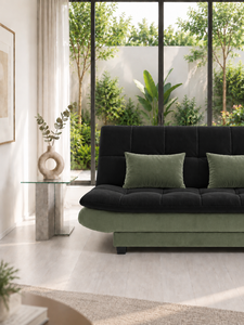 Sofá Cama Convertible Negro con Respaldo Acolchado para Sala de Estar, Apartamento, Hotel, Casa, Villa, Oficina, Fabricante de Sofás, Tela Personalizada - Product Image 2
