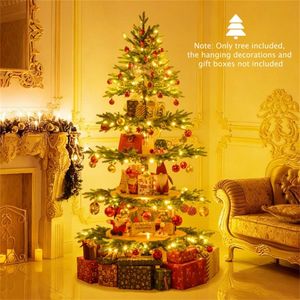 Albero di Natale Rotante da 6,5 Piedi con 4 Livelli, 220 Luci LED e 11 Modalità, 280 Punte di Rami, Espositore per Mensole - Product Image 2
