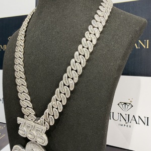 S925 Silver Best Selling Pass Diamond Tester VVS Synthetic Lab Grown Iced Hip Hop Cuban Link Chain Custom Diamond <b>Necklaces</b> - Product Image 1