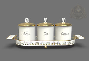 Juego de Recipientes de Aluminio Ecológicos de Lujo para Café, Té y Azúcar, con Bandeja, Acabado Dorado, Frascos para Servir, Vajilla Decorativa para la Mesa - Product Image 2