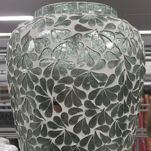 Espejo de vidrio de mosaico antiguo, maceta de ágata, arte de piedras preciosas talladas y artesanías de piedra semipreciosa hermosas coleccionables - Product Image 1