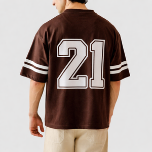 Maillots de football américain pour hommes en gros, personnalisés, en mesh, à manches courtes, avec impression de numéro, coupe oversize, style streetwear, OEM - Product Image 2