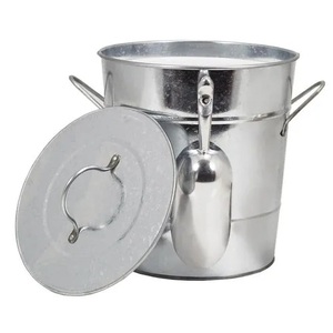 Unique Design Stainless Steel Ice <b>Bucket</b> Round Minimalist Design Rust Resistant Party Beverage Cooler <b>with</b> <b>Lid</b> and Tongs Set - Product Image 4