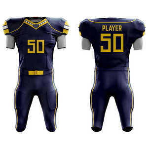Ensemble d'uniformes de football américain à manches courtes personnalisés imprimés par transfert thermique, respirants, 100 % polyester, pour équipes, en gros - Product Image 1