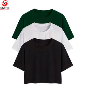 Nueva Camiseta Básica para Mujer, Ecológica, Transpirable, Cómoda y Elegante, 100% Algodón, Corte Recortado, Diseño Personalizado con Logotipo, Venta al Por Mayor - Product Image 2