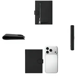 Custom Brand Black Leather <b>Passport</b> <b>Wallet</b> with RFID Protection Zippered Coin Pocket Card Slots - Product Image 2