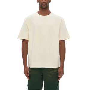 Custom Cream T Shirt Heavyweight Cotton Oversized Drop Shoulder Men Vintage Plain cream <b>White</b> Streetwear <b>Tee</b> - Product Image 1