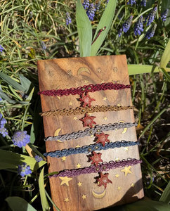 ชุดกำไลข้อมือมาคราเม่รูปดาวประดับคริสตัลสีชมพู สไตล์โบโฮ ปรับขนาดได้ ทำด้วยมือ สำหรับผู้หญิง - Product Image 2