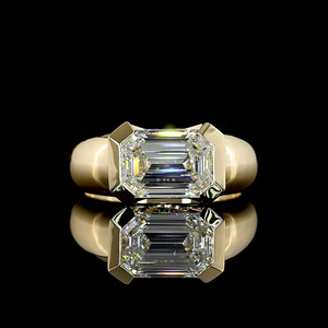 <b>Emerald</b> Cut IGI Lab Grown Diamond Solitaire <b>Mens</b> Wedding Engagement Rhodium Statement <b>Ring</b> 10K 14K 18K Gold 925 935 Silver - Product Image 1