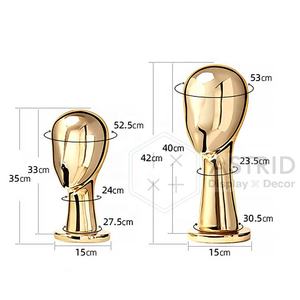 Modern Eco-Friendly Gold Metal Mannequin Head <b>Display</b> Stand for Hats <b>Wigs</b> Caps-Retail Store Use - Product Image 3