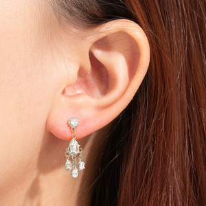 Boucles d'oreilles pendantes en or massif 14 carats avec diamants de laboratoire taille poire, délicates, style chandelier, pour mariée, mariage, cadeau pour elle - Product Image 5