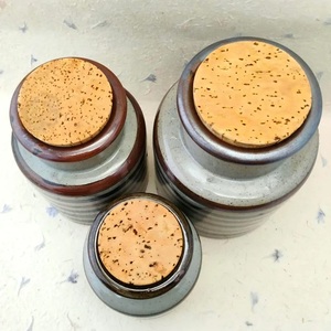 Artisan Ceramic <b>Storage</b> Canister Handpainted Stripe Glaze Airtight <b>Kitchen</b> Jar Rustic Counter Organizer Premium Craft Decor - Product Image 3