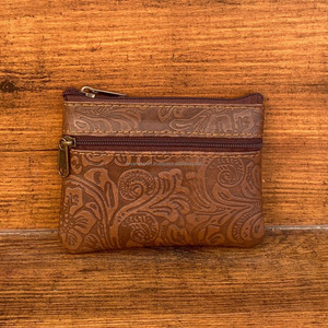 Portefeuille en cuir de vachette véritable imprimé fleur de luxe femmes en cuir véritable petit porte-carte femme Double fermeture éclair porte-monnaie à vendre - Product Image 2