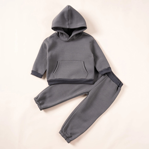 Ensemble 2 pièces en coton biologique pour bébés garçons, survêtements pour enfants avec pantalon long imprimé personnalisable de haute qualité et respirant, OEM - Product Image 2