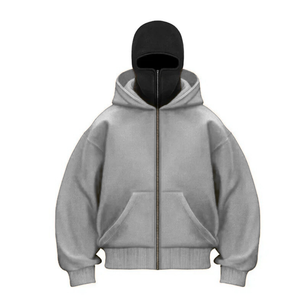 Custom Winter Balaclava Hoodie OEM Oversized Streetwear Pullover Wholesale Heavyweight Cotton <b>Velour</b> Waterproof <b>Sweatshirt</b> Men - Product Image 1