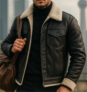 Waterproof Motorcycle Riding Leather Jacket <b>Fleece</b> Lined <b>Thermal</b> Winter Windbreaker Adjustable Hem Stand Collar Front Logo - Product Image 4