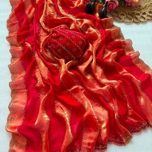Trendy Premium Space Silk <b>Saree</b> with Jarkhan And Val Work And Designer Festive Party Wear <b>Saree</b> wholesale rate by royal export - Product Image 2